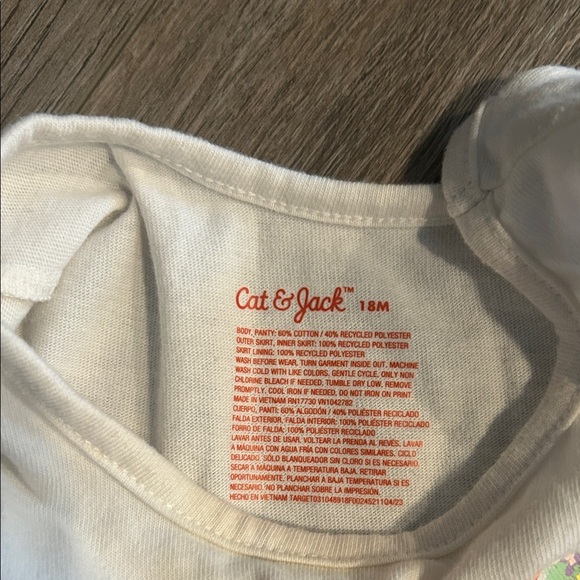 Cat & Jack Cream Baby Dress‎ with Pink and Yellow Toulle Size 18 months - Picture 2 of 4